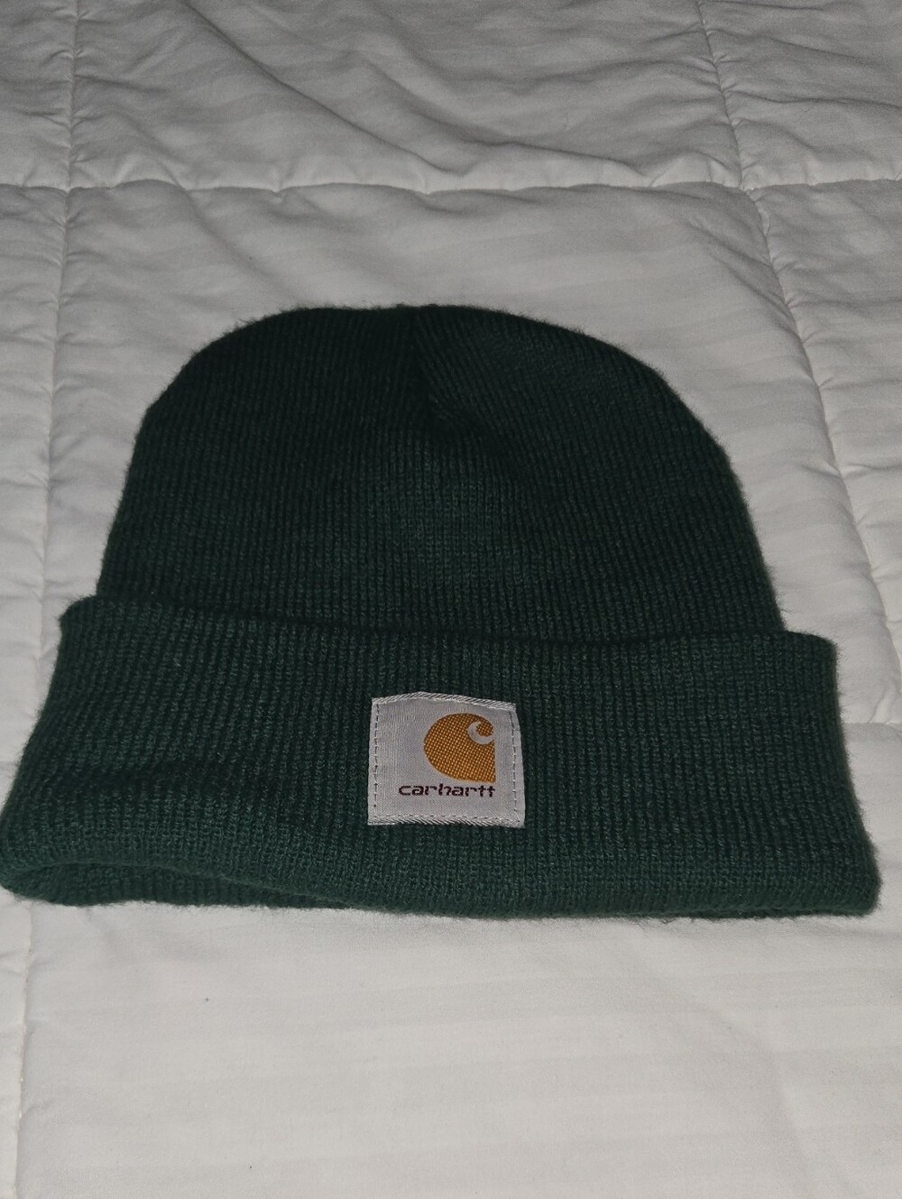 Carhartt Folded Cuff Beanie - Forest Green with Gold Patch